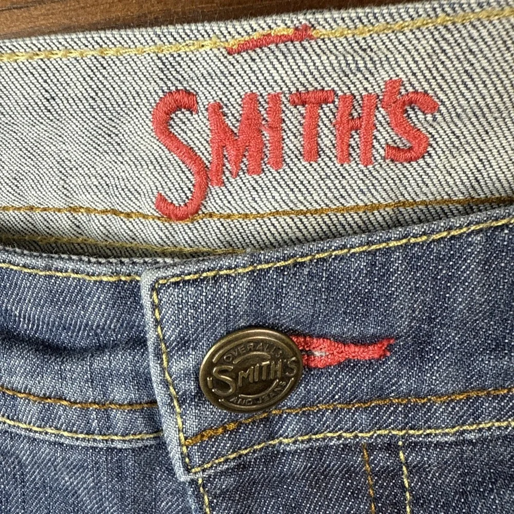 Smiths Dungarees Capri Jeans Women Size 12 Blue Denim Crop Stretch Coastal Vacay - Picture 3 of 13